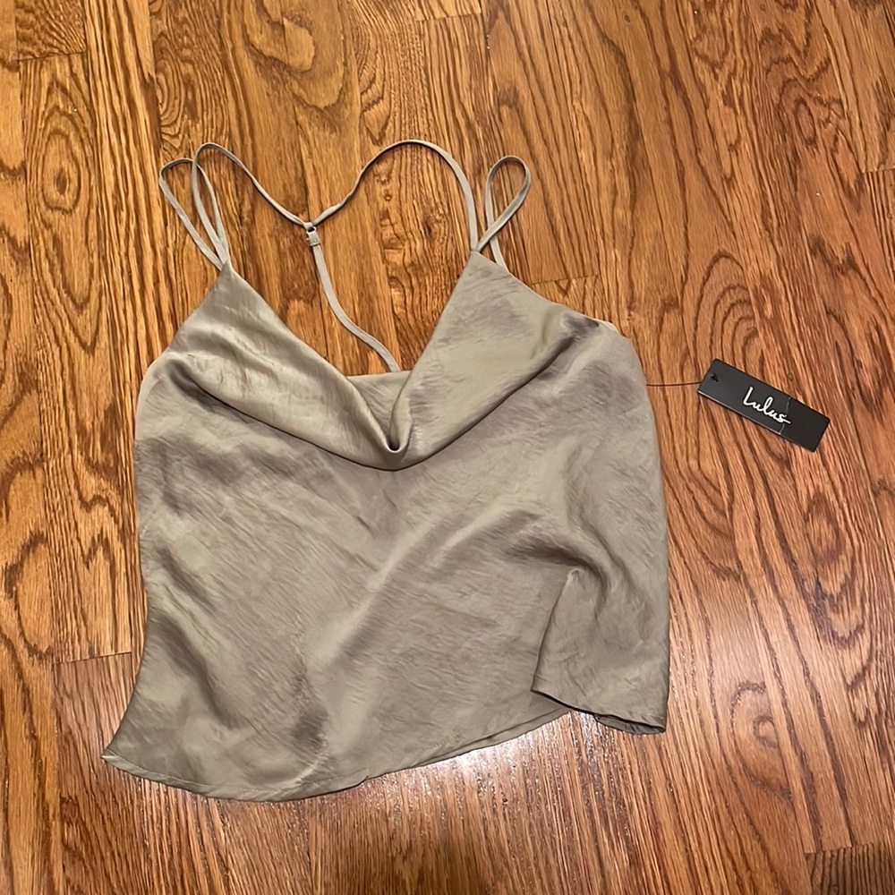 Lulus small Tank Top Green Cow Neck